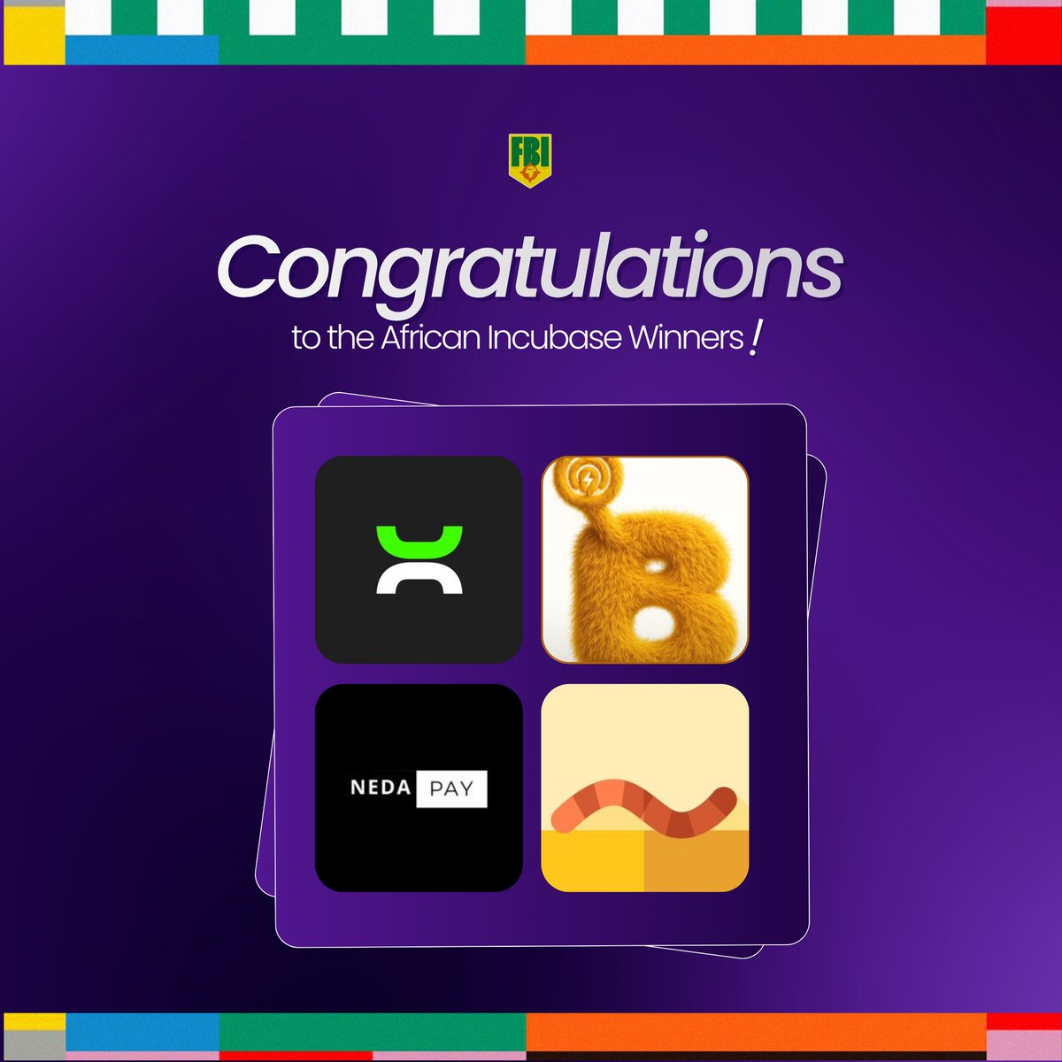 FBI Africa (@wearefbia) on Twitter photo We celebrate with the 4 products from <a href="/BasedWestAfrica/">Based West-Africa</a> and <a href="/BasedEastAfrica/">Based East Africa</a> who came out as winners from <a href="/base/">Base</a> Batch 001!
Congratulations <a href="/getzerocard/">Zerocard</a> 🎉
Congratulations <a href="/BitsaveProtocol/">Bitsave Protocol</a> 🎉
Congratulations <a href="/sandwormlabs/">Sandworm</a> 🎉
Congratulations <a href="/NedaPay_xyz/">Neda Pay</a> 🎉
🌍🚀 We celebrate with the 4 products from <a href="/BasedWestAfrica/">Based West-Africa</a> and <a href="/BasedEastAfrica/">Based East Africa</a> who came out as winners from <a href="/base/">Base</a> Batch 001!
Congratulations <a href="/getzerocard/">Zerocard</a> 🎉
Congratulations <a href="/BitsaveProtocol/">Bitsave Protocol</a> 🎉
Congratulations <a href="/sandwormlabs/">Sandworm</a> 🎉
Congratulations <a href="/NedaPay_xyz/">Neda Pay</a> 🎉
🌍🚀
