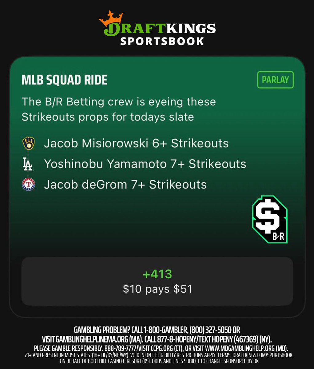 br_betting's tweet image. π¨ MLB NO SWEAT TODAY π¨
Our friends @DKSportsbook hooked it up with a no sweat promo for MLB today AND we cooked a parlay to use it on π₯
Head over to the DraftKings Sportsbook app to use π²