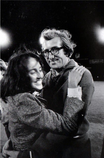 apple_c0rps's tweet image. Joan Baez and Mal Evans (road manager of the Beatles) hugging at Candlestick Park (1966)