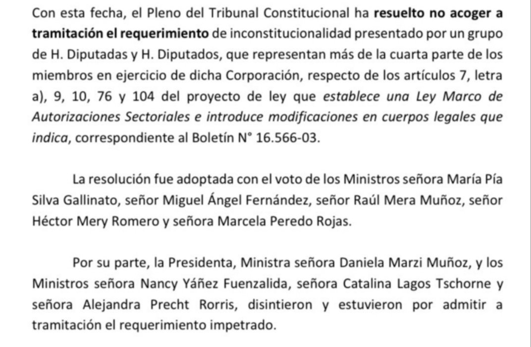 Lamentable decisión del Tribunal Constitucional de no conocer y juzgar el fondo de la inconstitucionalidad de la Ley de Permisología y su vulneración al Derecho a vivir en un Medioambiente libre de contaminación