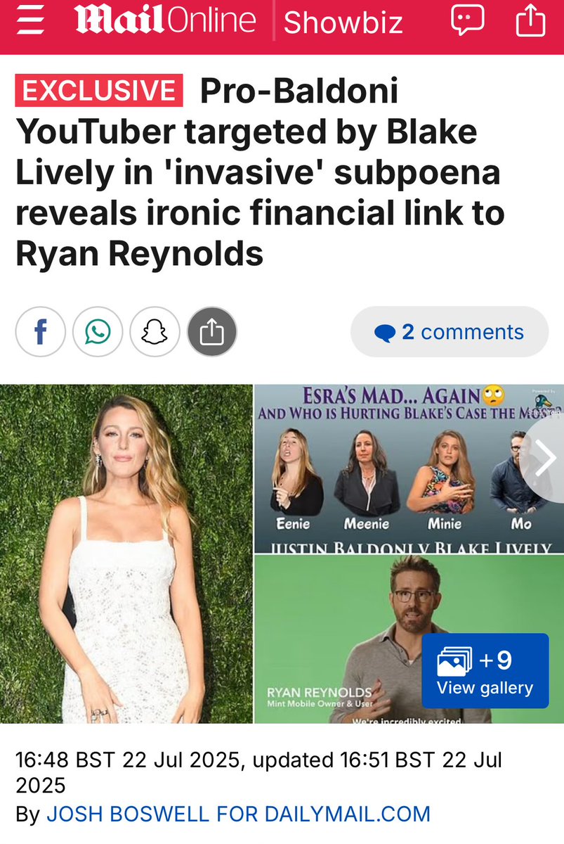 andysignore's tweet image. All hail @KassidyOC 🙌🏻 This clap back at Blake Lively & Ryan Reynolds is 💯 TRUE!!! The only party who’s paid me is RYAN REYNOLDS thru constant Mint Mobile ads! Our videos must not be that offensive! Guys go screenshot Mint Mobile ads on our content! Post them below!
