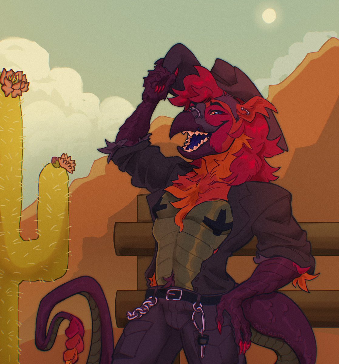 BelPlasmawolf's tweet image. 17/20 #ArtFight2025 
Cowboy Butch!!