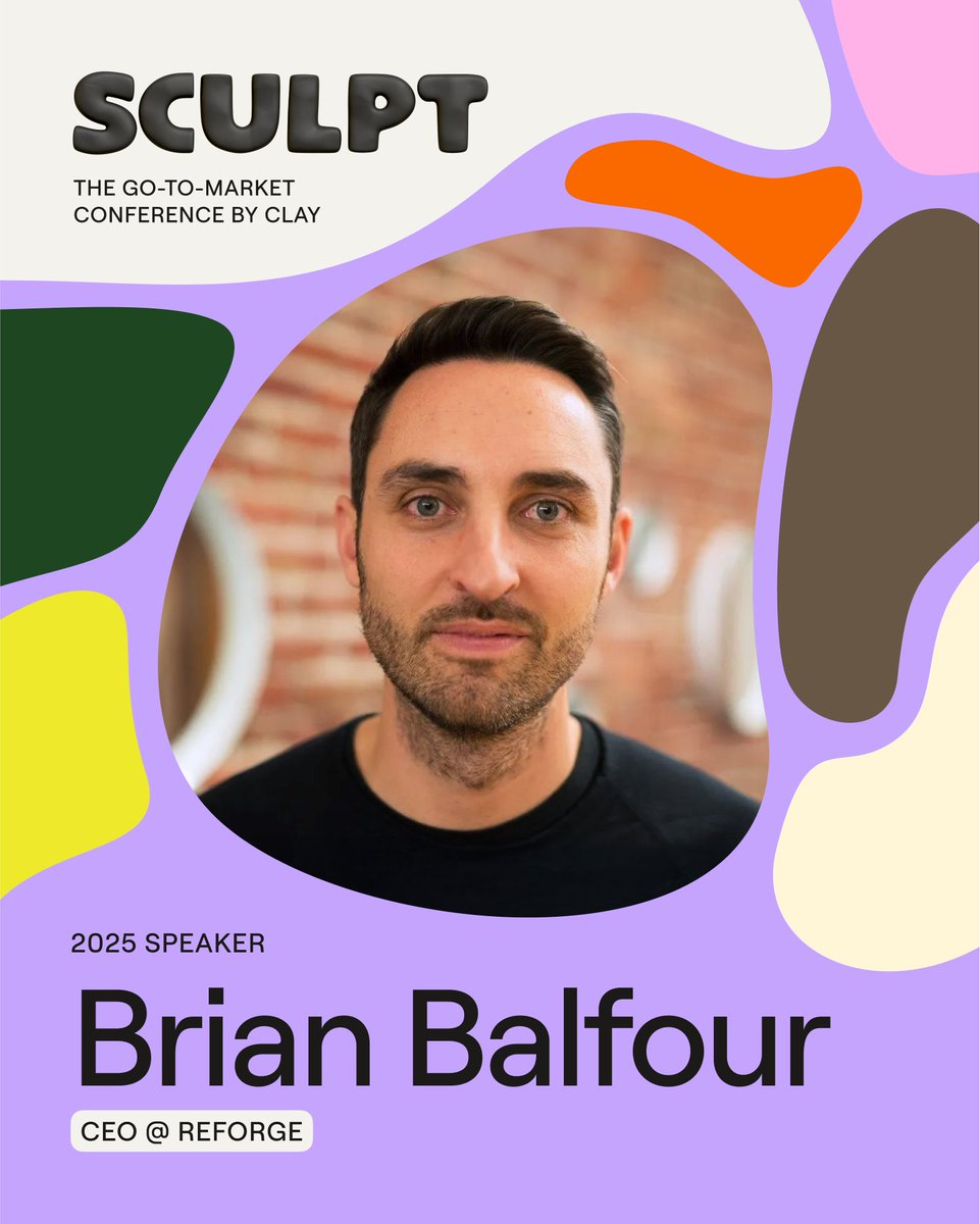 clay_gtm's tweet image. 🌈 🗣️ SCULPT speaker alert! @bbalfour says the AI tech shift happened... but the AI distribution shift has just begun.

He&apos;s the Founder/CEO of @Reforge, the expert training platform used by leading product teams everywhere. Before, he was VP of Growth at HubSpot where he led…