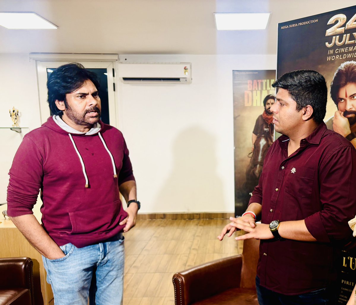 Sowmith Yakkati (@yakkatisowmith) on Twitter photo In conversation with Andhra Pradesh Dy CM <a href="/PawanKalyan/">Pawan Kalyan</a> ahead of his #HariHaraVeeraMallu movie release after a detailed interview on his movie and ongoing politics. In conversation with Andhra Pradesh Dy CM <a href="/PawanKalyan/">Pawan Kalyan</a> ahead of his #HariHaraVeeraMallu movie release after a detailed interview on his movie and ongoing politics.