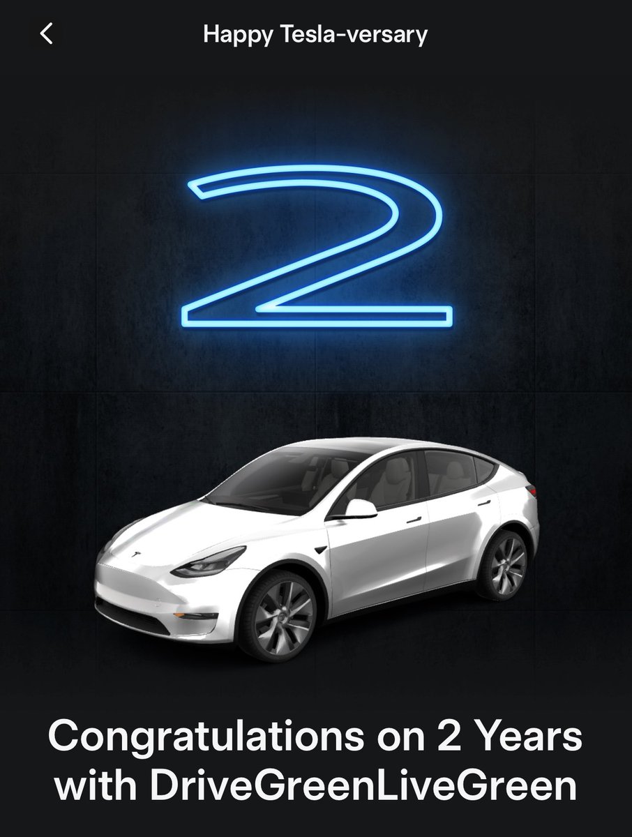DriveGreen80167's tweet image. Already 2 years ! 🎉 #Tesla #TeslaVersary. Regret not switching earlier ! $tsla