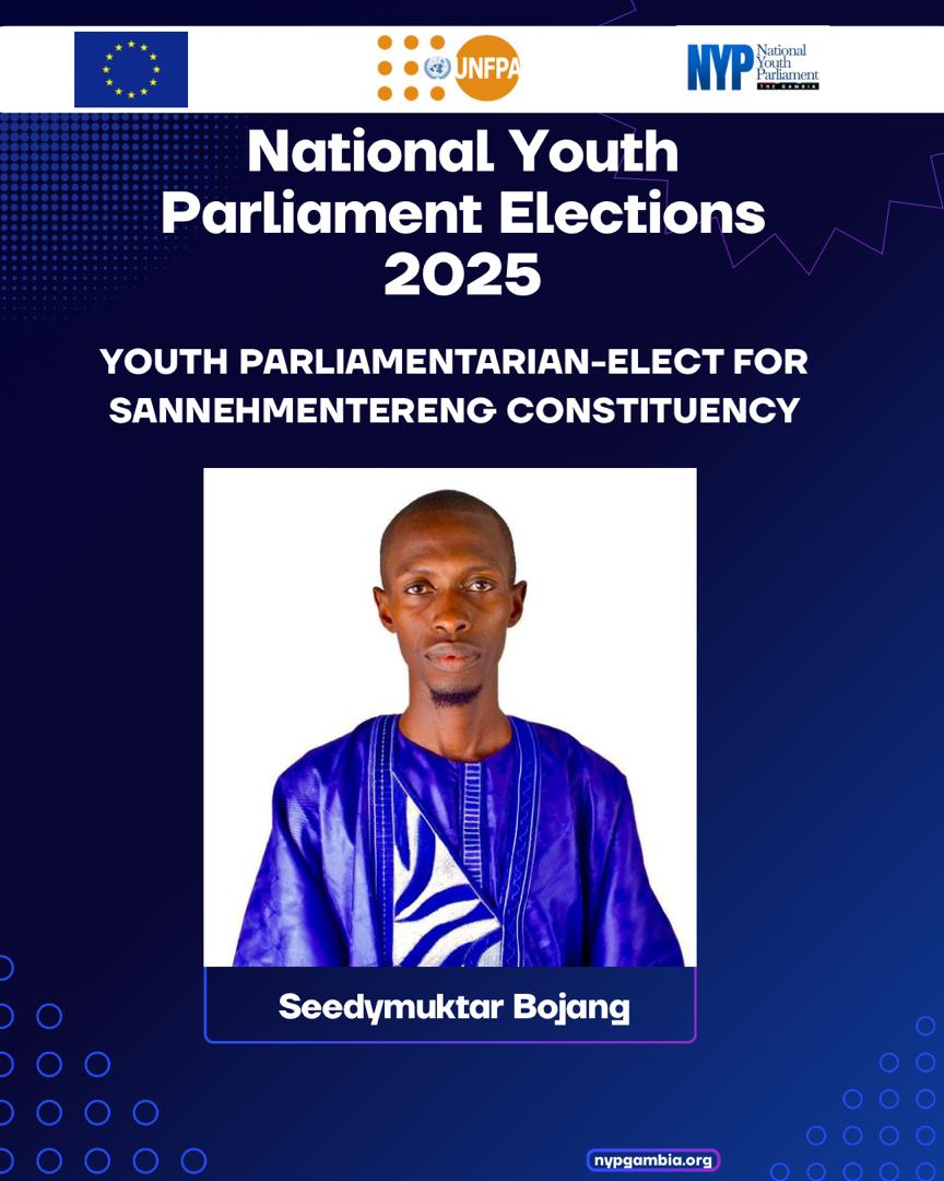 Sanneh Mentereng has decided. 🗳️🔥
Your Youth Parliamentarian-Elect is Seedy Mukhtarr Bojang🇬🇲
The people have spoken. Know your rep. Know their vision. Hold them accountable.
This is your seat. Your power. 💪🏽
#SannehMenterengDecides #YouthParliamentarianElect