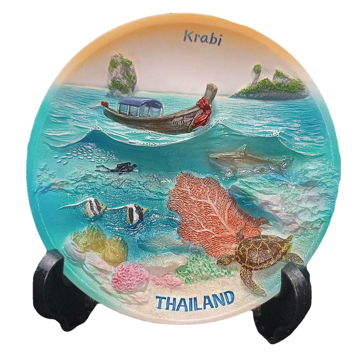 Check out Thailand Island Sea 3D Krabi Collector Plate Wall Hanger with Stand Souvenir ebay.us/m/n1kEi0 #eBay via <a href="/eBay/">eBay</a>
