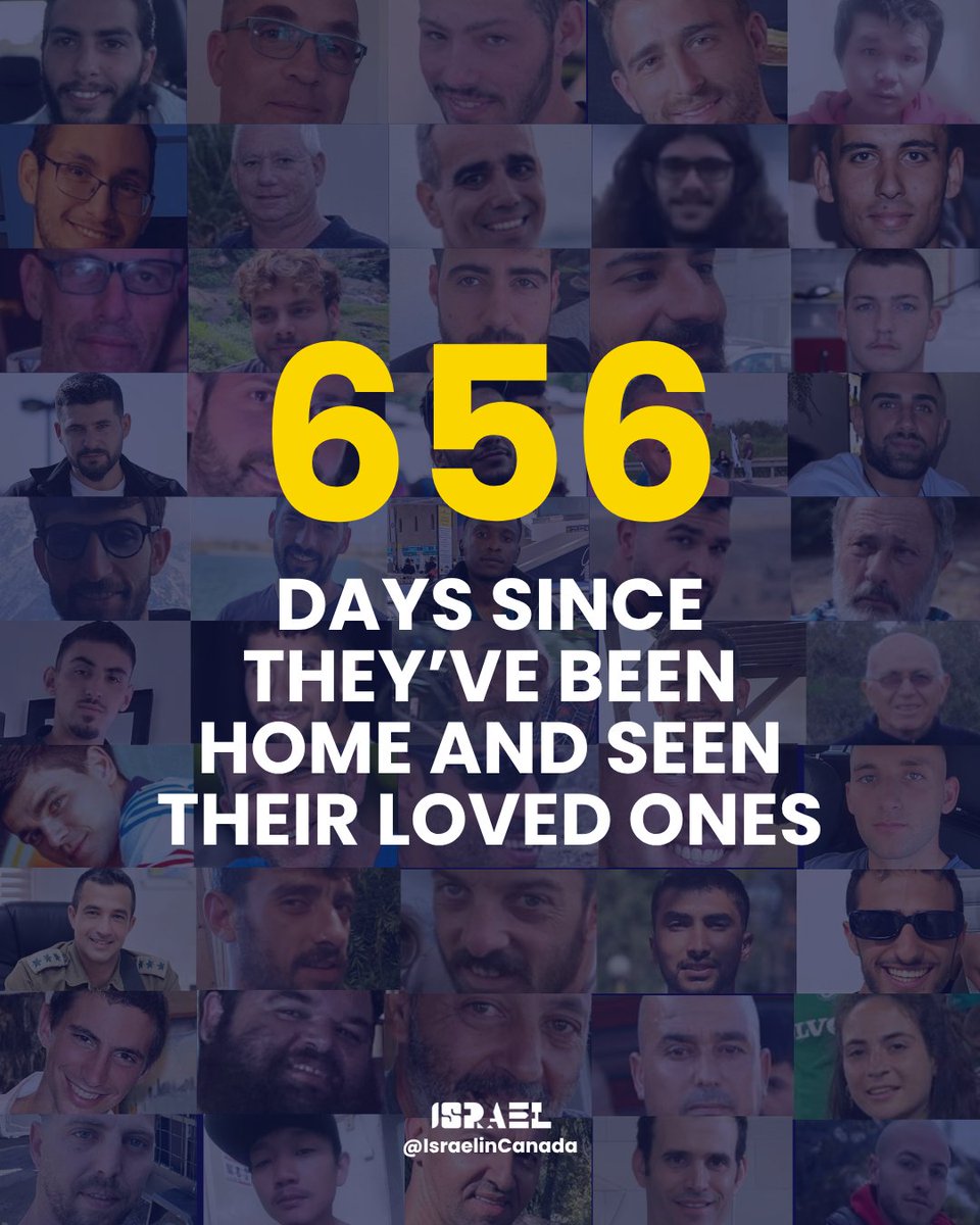 IsraelinCanada's tweet image. 656 days. That's how long 50 men and women have been held hostage by Hamas.
Since they were home with their loved ones.
We will never stop fighting for each and every one of our brothers and sisters. 🎗️