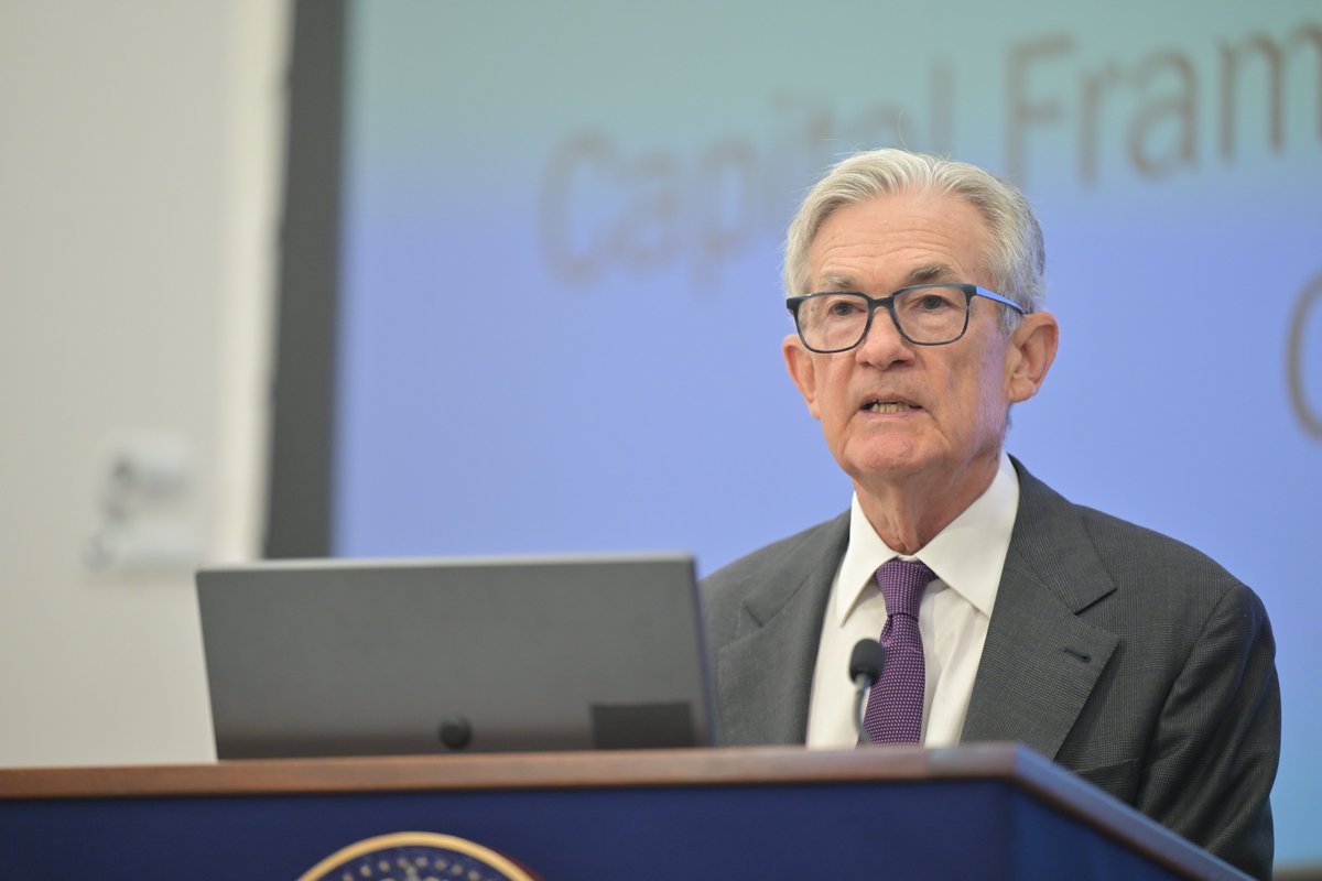 federalreserve's tweet image. On July 22, 2025, Chair Powell delivered opening remarks at the Integrated Review of the Capital Framework for Large Banks Conference: federalreserve.gov/newsevents/spe…