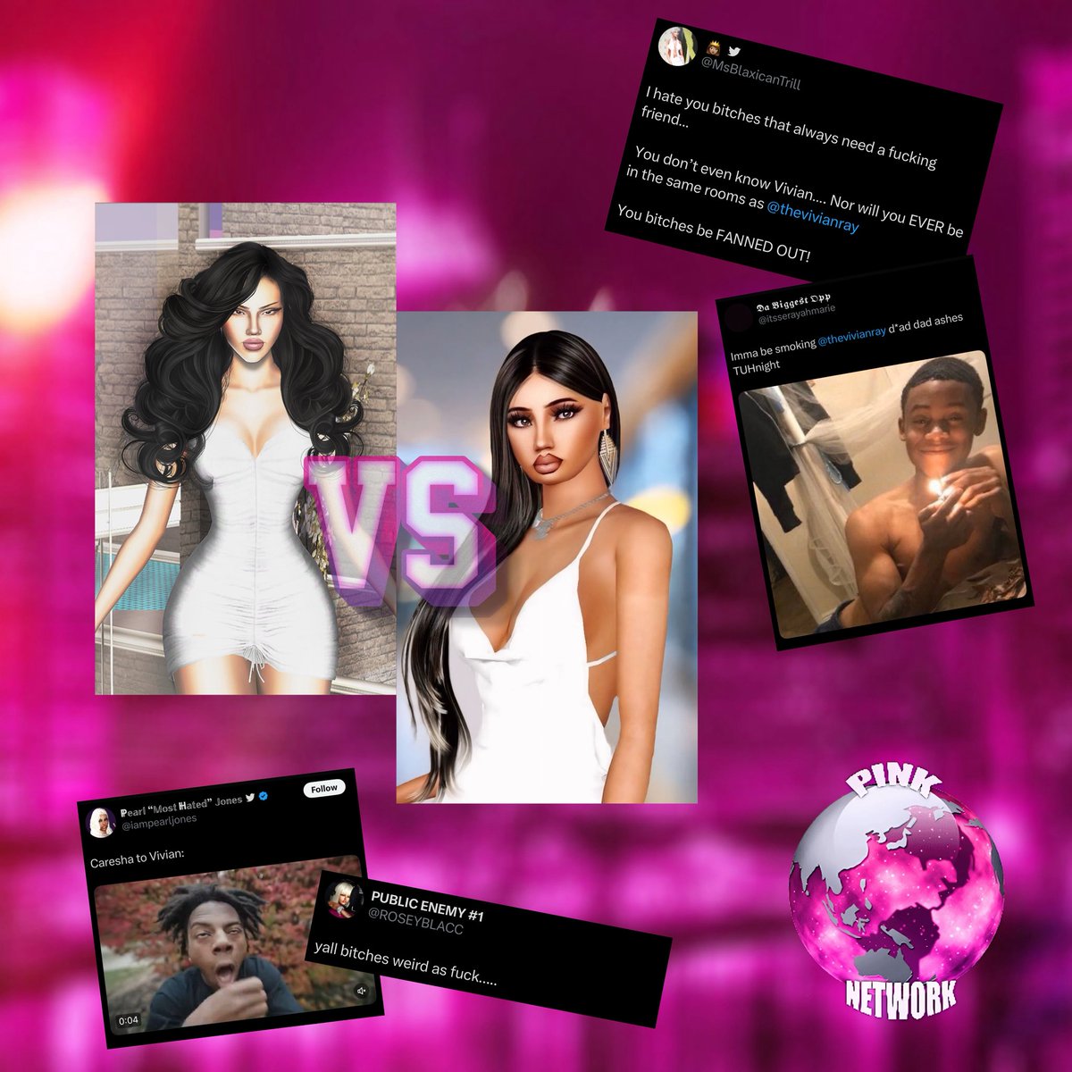 PinkNetwrk's tweet photo. ๐ - After ROYALTY 4: EPISODE ONE, the brawl between Shavonne & Vivian has Twitter on fire ๐ฅ The BeeHive is stinging for their queen ๐ #YungMiami throws shade, while #Sasha defends Vivian ๐
Whose side are YOU on?
#TeamShavonne or #TeamVivian?
Vote below ๐ #PinkNetwork https://t.co/FVoyz5WT6N