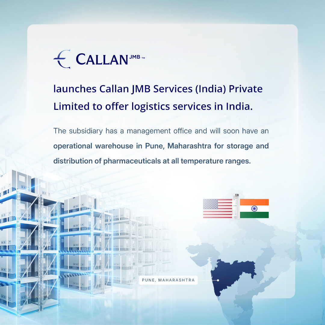 Callan JMB ($CJMB) is going global - starting with India.  We’ve officially launched Callan JMB Services (India) Private Limited, bringing our cold chain and pharmaceutical logistics expertise to one of the world’s most vital healthcare markets. 

📍 Pune, Maharashtra, will soon