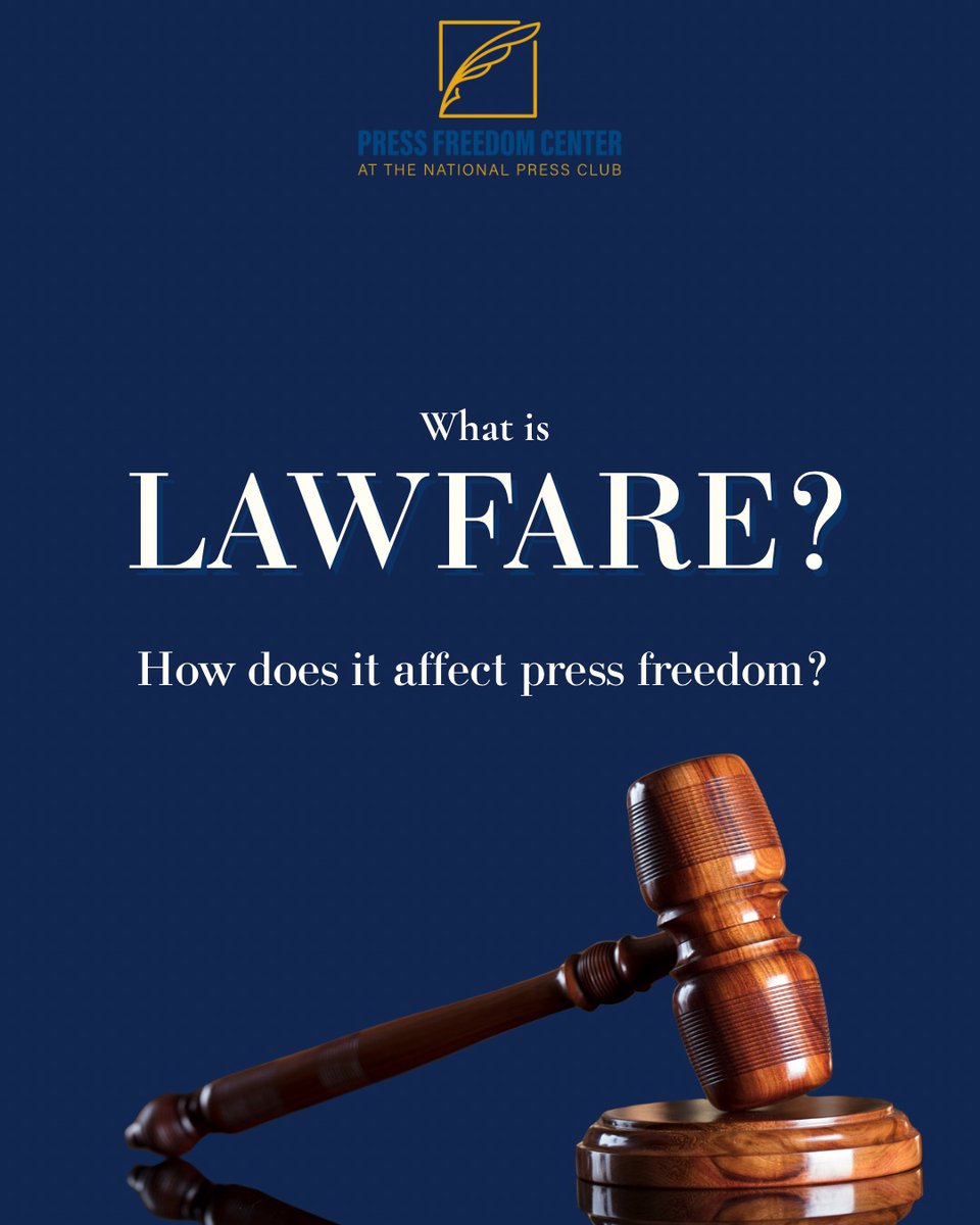 PFC_NPC's tweet image. Click to learn about "lawfare" and how it can be wielded to limit and impact press freedoms around the world.