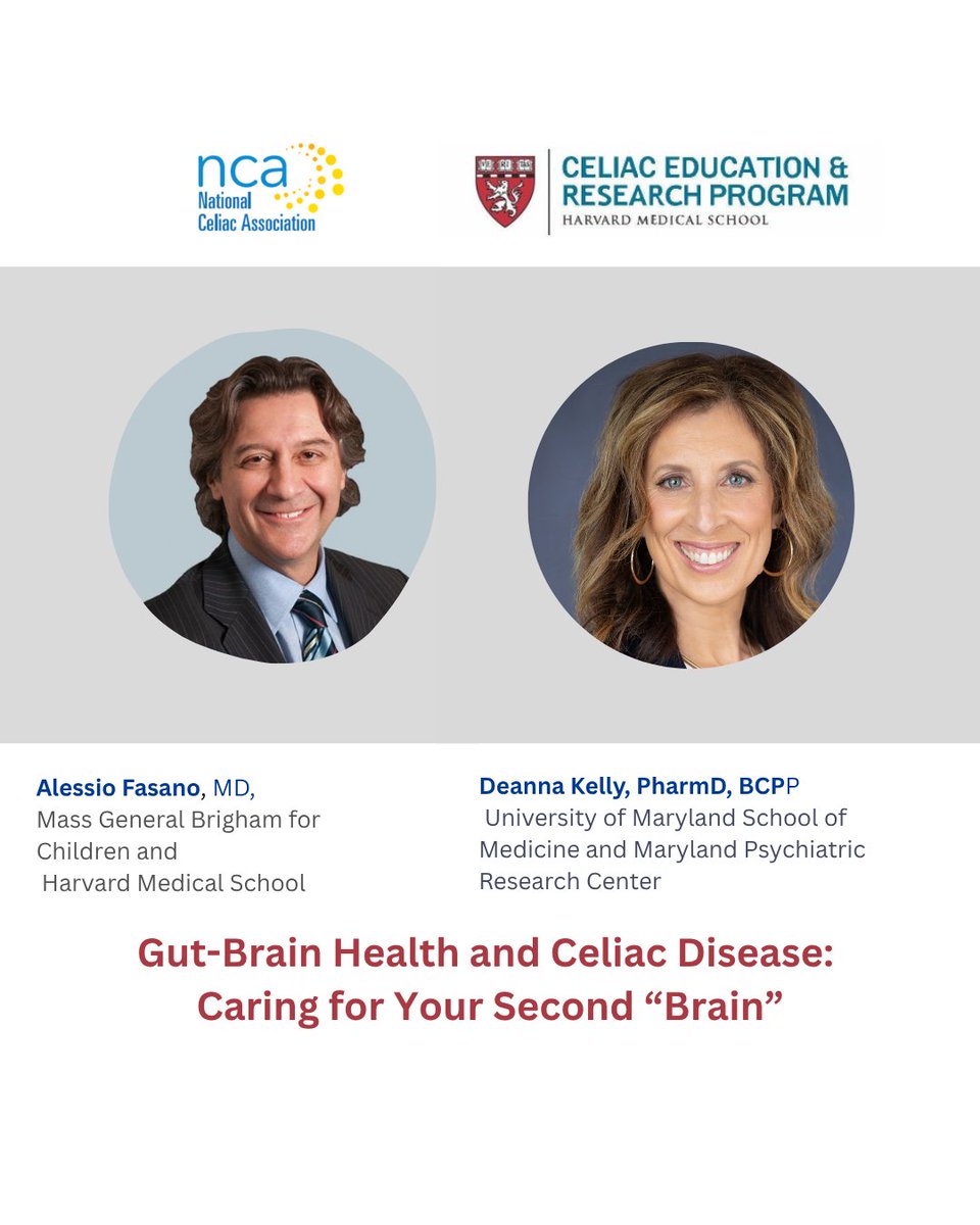CeliacResearch's tweet photo. #Celiacdisease #WorldBrainDay2025 - Last month, @harvardmed and @nationalceliac co-hosted the expert researchers "Gut-Brain Health and Celiac Disease: Caring for Your Second 'Brain.'" Presenters: Alessio Fasano, MD, and Deanna Kelly, PharmD, BCPP. Watch👉https://t.co/YLkFqIXmTI https://t.co/4i5nC955Lz