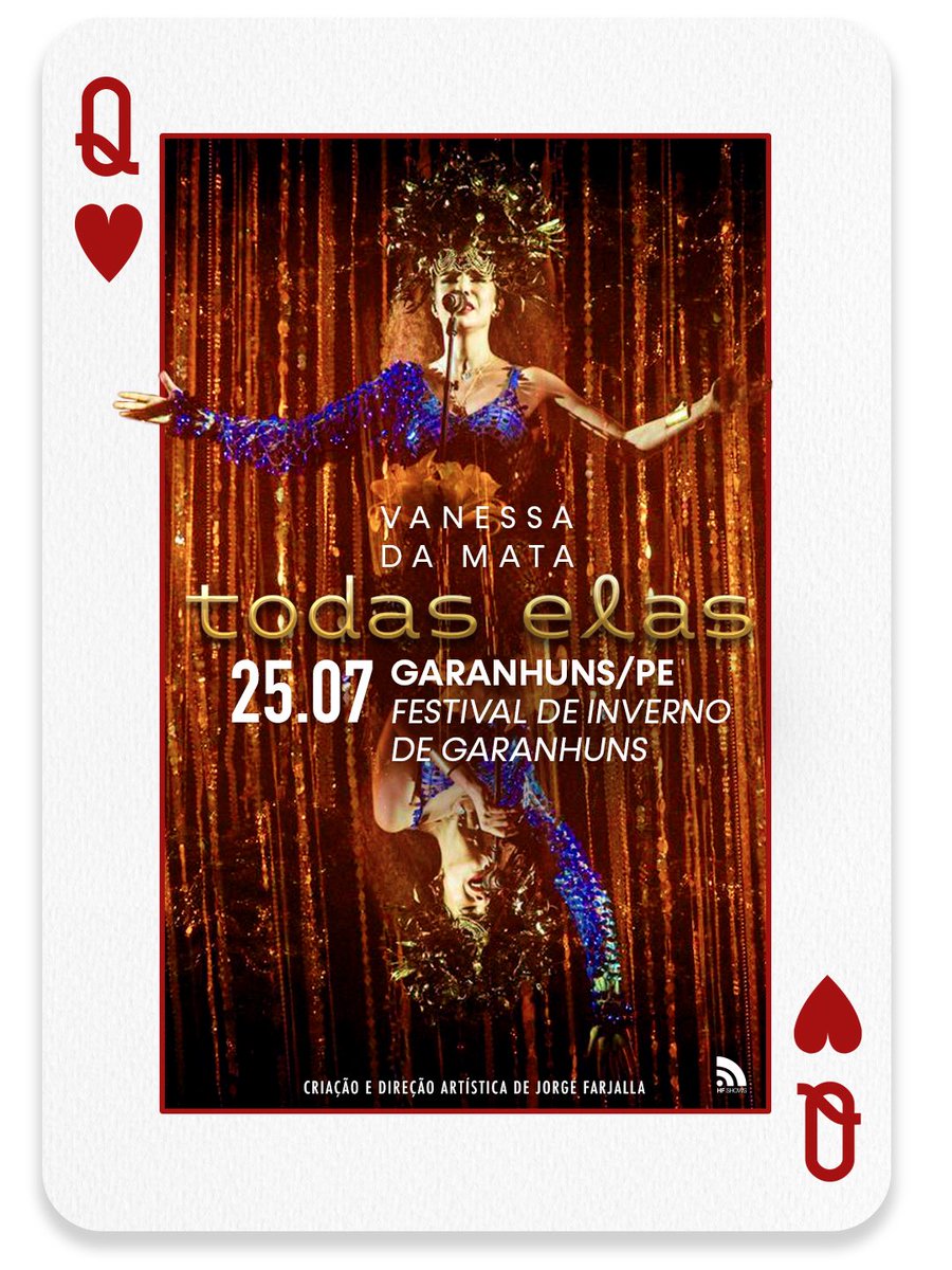 vanessadamata's tweet photo. 🫀🗡️🪩 Passarinhos de Pernambuco, Vanessa da Mata é atração do #FIG2025, Festival de Inverno de Garanhuns! A cantora se apresenta nesta sexta, dia 25 de julho no Palco Mestre Dominguinhos, a partir das 22h40, com o show da turnê #TODASELAS. Avisem os passarinhos! https://t.co/Pd0QBcmNpB