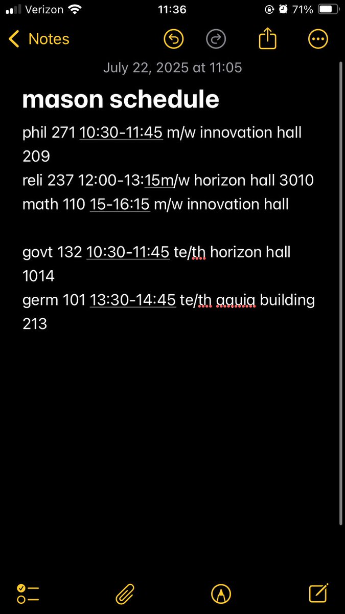 synthetican1mal's tweet image. anyways heres (probably) my college schedule for the fall semester! might switch from math 110 to stats 250 idk rn
