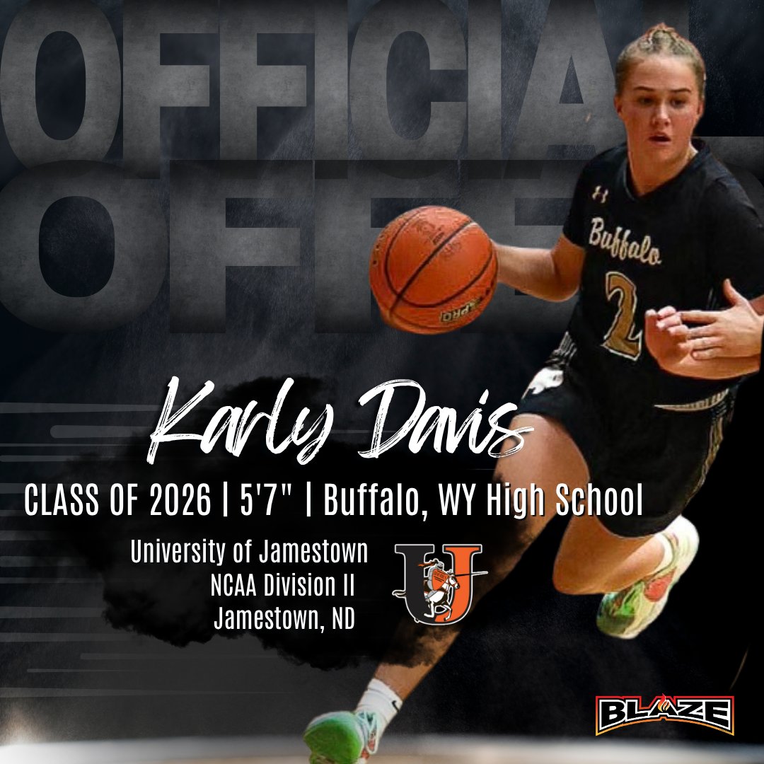 Congratulations to Karly Davis (2026 | 5'7" | G | Buffalo, WY) on receiving an offer to continue her academic and athletic career at Div II University of Jamestown in Jamestown, ND!  <a href="/jimmie_wbb/">Jamestown Women’s Basketball</a> <a href="/LisaMVanWyk/">Lisa Van Wyk</a>