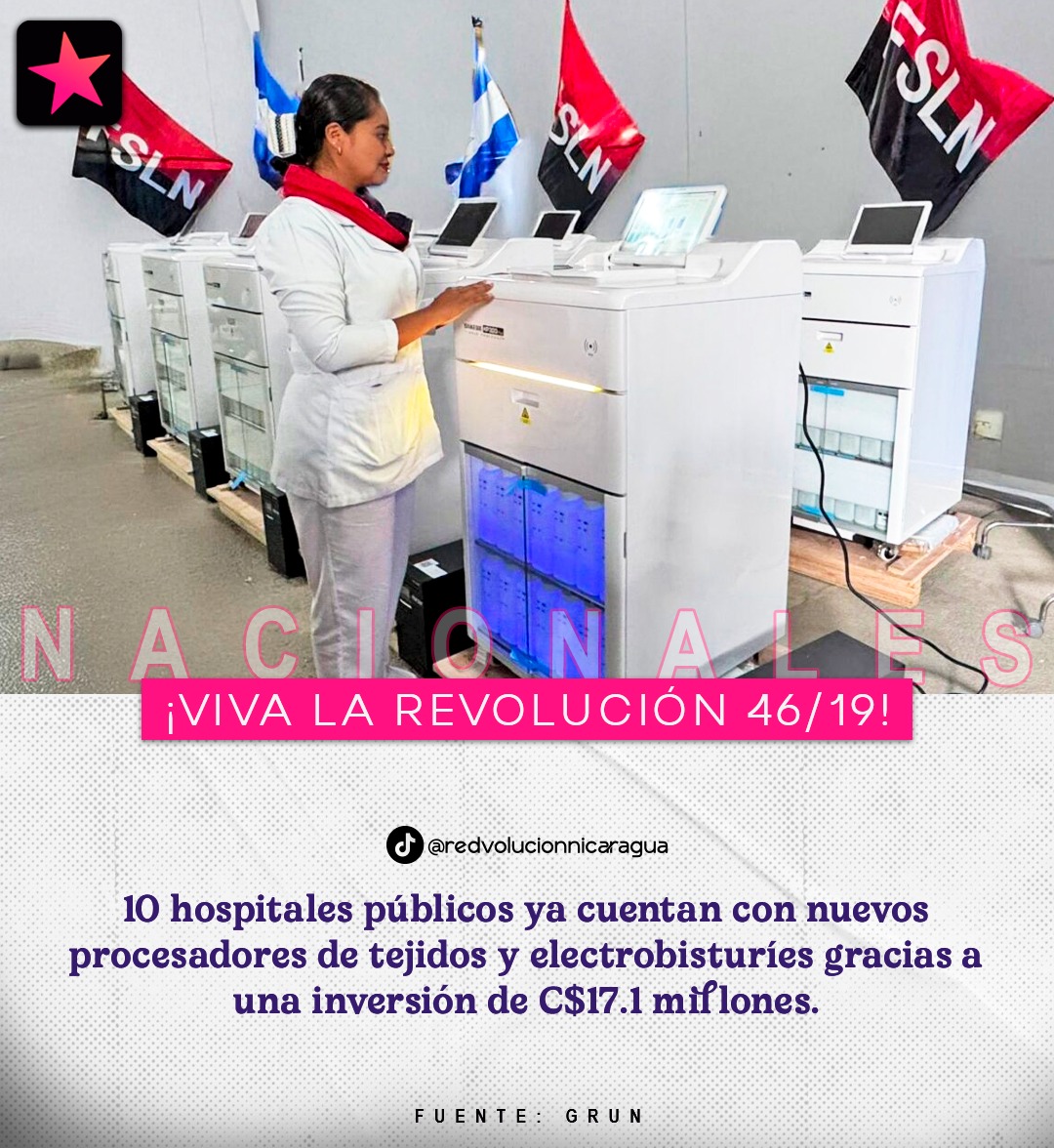 NOVIEMBRE ❤🖤 REVOLUTION (@noviembre_2021) on Twitter photo 10 hospitales públicos cuentan con equipos procesadores de tejido y electrobisturies con un costo total de 17.1miñlomes de córdobas, Héroes y mártires les estamos cumpliendo ✊️
#SiempreMásAllá
#PLOMO19
<a href="/mijamart88/">⚫🔴𝕄𝕚𝕛𝕒𝕞𝕒𝕣𝕥🔴⚫</a>
<a href="/DrSuazo915/">𝙎𝙪𝙖𝙯𝙤 ☭✊🏻🇵🇸</a>
<a href="/Somos2V/">Somos2ConVoz</a>
<a href="/Mercedessolere1/">SolMer</a> 10 hospitales públicos cuentan con equipos procesadores de tejido y electrobisturies con un costo total de 17.1miñlomes de córdobas, Héroes y mártires les estamos cumpliendo ✊️
#SiempreMásAllá
#PLOMO19
<a href="/mijamart88/">⚫🔴𝕄𝕚𝕛𝕒𝕞𝕒𝕣𝕥🔴⚫</a>
<a href="/DrSuazo915/">𝙎𝙪𝙖𝙯𝙤 ☭✊🏻🇵🇸</a>
<a href="/Somos2V/">Somos2ConVoz</a>
<a href="/Mercedessolere1/">SolMer</a>