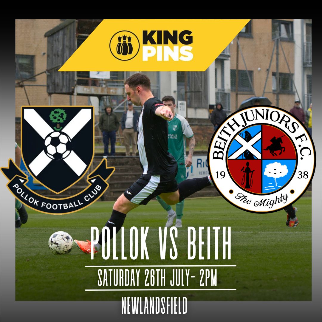 pollokfc's tweet image. We. Are. Back.
Our 2025/26 season begins today at Newlandsfield!
Who's Ready?
🆚 Beith Juniors
🏟️Newlandsfield
📅Saturday 26th July
🕑2:00pm
🎟️£10/£6 Under 12s free
🎳Match Sponsors: King Pins
🔗app.fanbaseclub.com/Fan/Tickets/Ch…