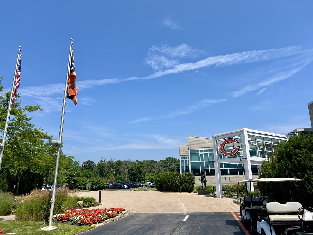 JasonLieser's tweet image. Hope flies high at Halas Hall today. Players report now, first practice tomorrow. Should hear from Ryan Poles, Ben Johnson, Caleb Williams and Grady Jarrett today—