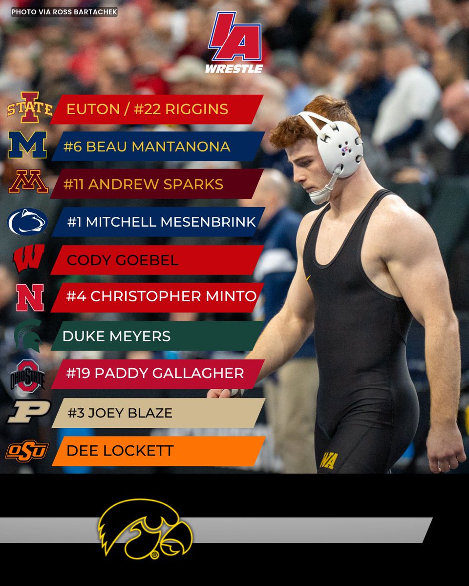 rossbchek's tweet image. A look ahead on Mikey Caliendo’s schedule this season. The three-time All-American had a breakout season in 2025 making the NCAA finals and establishing himself as the definitive #2 at the weight class.
Notes:
-Iowa/Oklahoma State have not officially confirmed they will dual,…