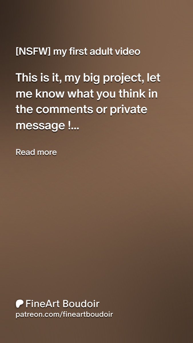 It is finally out ! my first adult video content ! I'm so happy I got to direct and shoot this intimate scene and share it with you now ! can't wait to read your feedback on it !

patreon.com/posts/13169259…