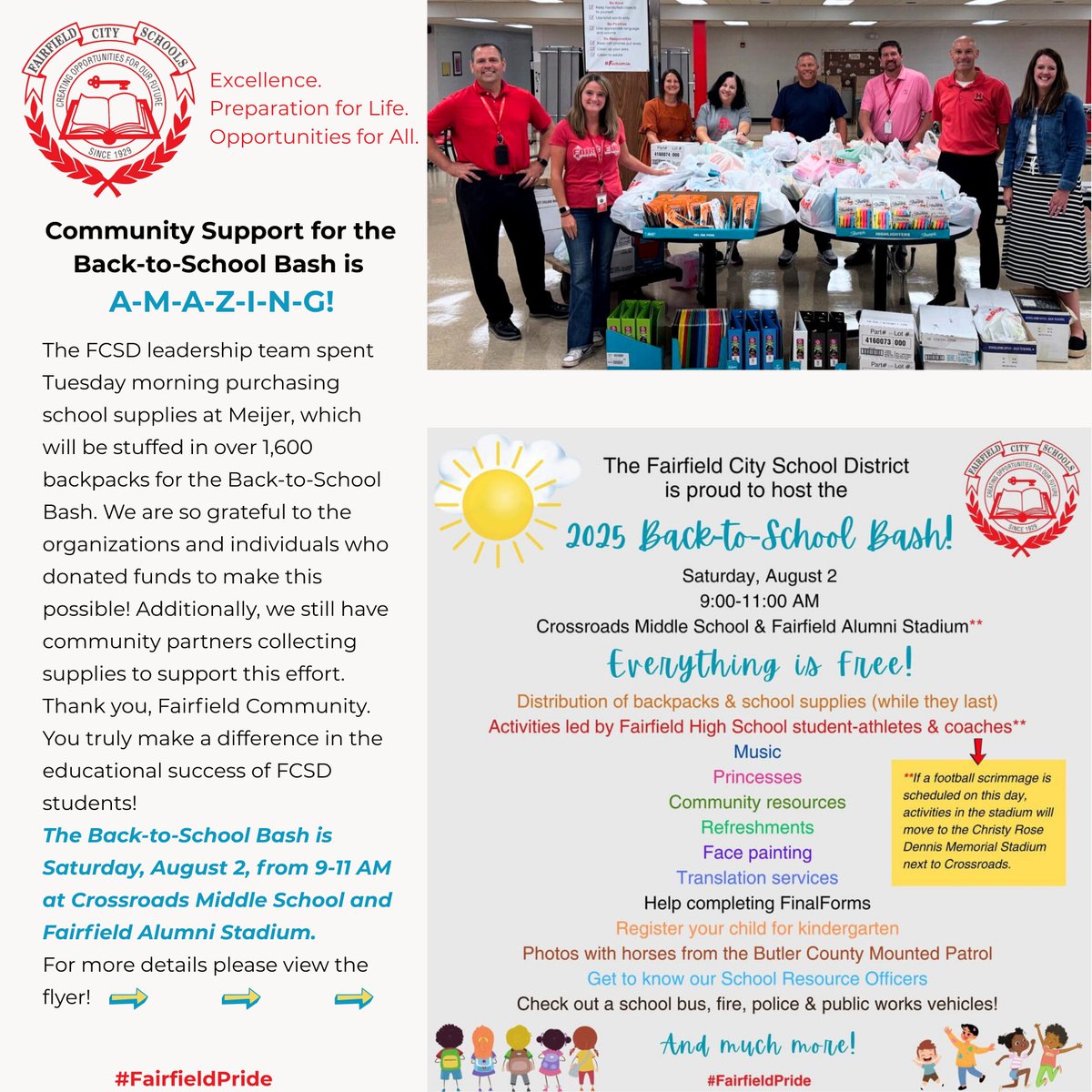 Community support for the FCSD Back-to-School Bash is A-M-A-Z-I-N-G!