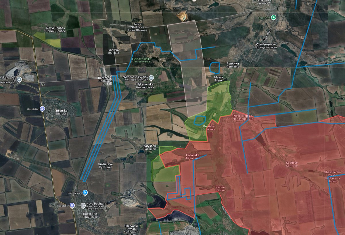 Kalibrated_Maps's tweet image. Russian forces have advanced into the village of Mayak with a possible breakthrough reaching the Novo Shakhove-Shakhove road.
North of Pokrovsk.