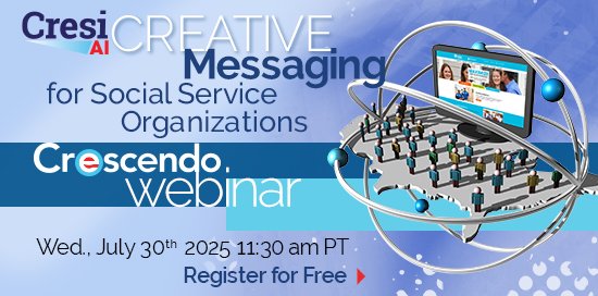Join us on July 30 at 11:30 AM PT on how Cresi AI helps nonprofits create messaging that motivates donors to give generously.
Don’t miss this chance to elevate your fundraising strategy!
 Register Today: events.zoom.us/ev/AleQkpvZWA1…
#CrescendoInteractive