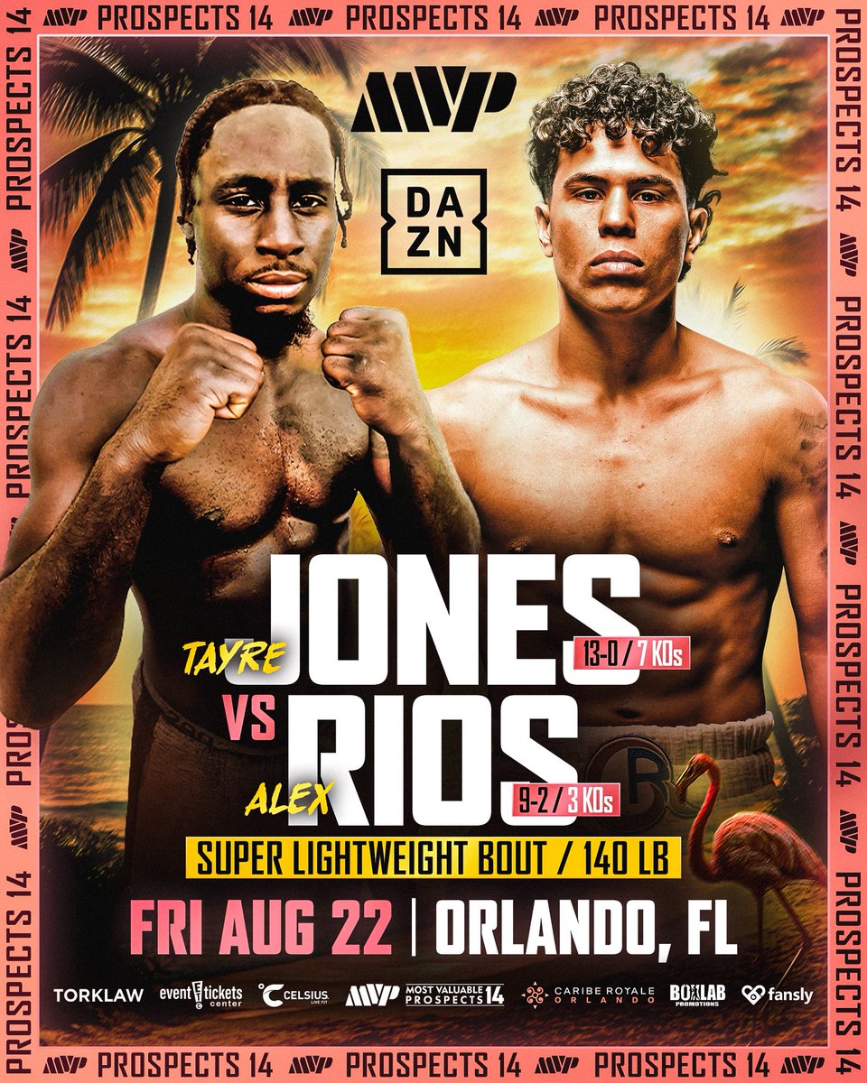 Most Valuable Promotions (@mostvpromotions) on Twitter photo BACK-2-BACK IN ORLANDO 🥊
Two nights of fights. One destination… <a href="/cariberoyale/">Caribe Royale Orlando</a> Most Valuable Prospects 14 kicks off Friday, Aug 22, Free on DAZN. The top Prospect talent in the WORLD…you don’t want to miss it🍿
Our first MVP Fight Night takes it up a level the very next night BACK-2-BACK IN ORLANDO 🥊
Two nights of fights. One destination… <a href="/cariberoyale/">Caribe Royale Orlando</a> Most Valuable Prospects 14 kicks off Friday, Aug 22, Free on DAZN. The top Prospect talent in the WORLD…you don’t want to miss it🍿
Our first MVP Fight Night takes it up a level the very next night