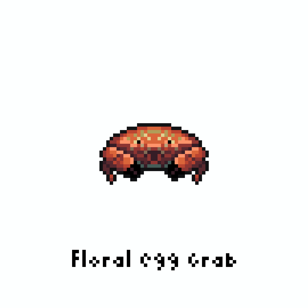 yofca13's tweet image. スベスベマンジュウガニ / Floral egg crab

#pixelart #illustration #ドット絵