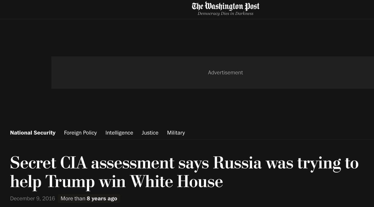 JMichaelWaller's tweet image. Washington Post & New York Times ran fake stories on December 9, 2016 that concluded that an Intelligence Community Assessment (ICA) had high confidence that Russia intervened to help Trump win the election. "
The Post cited an unnamed US official as saying that this was the…