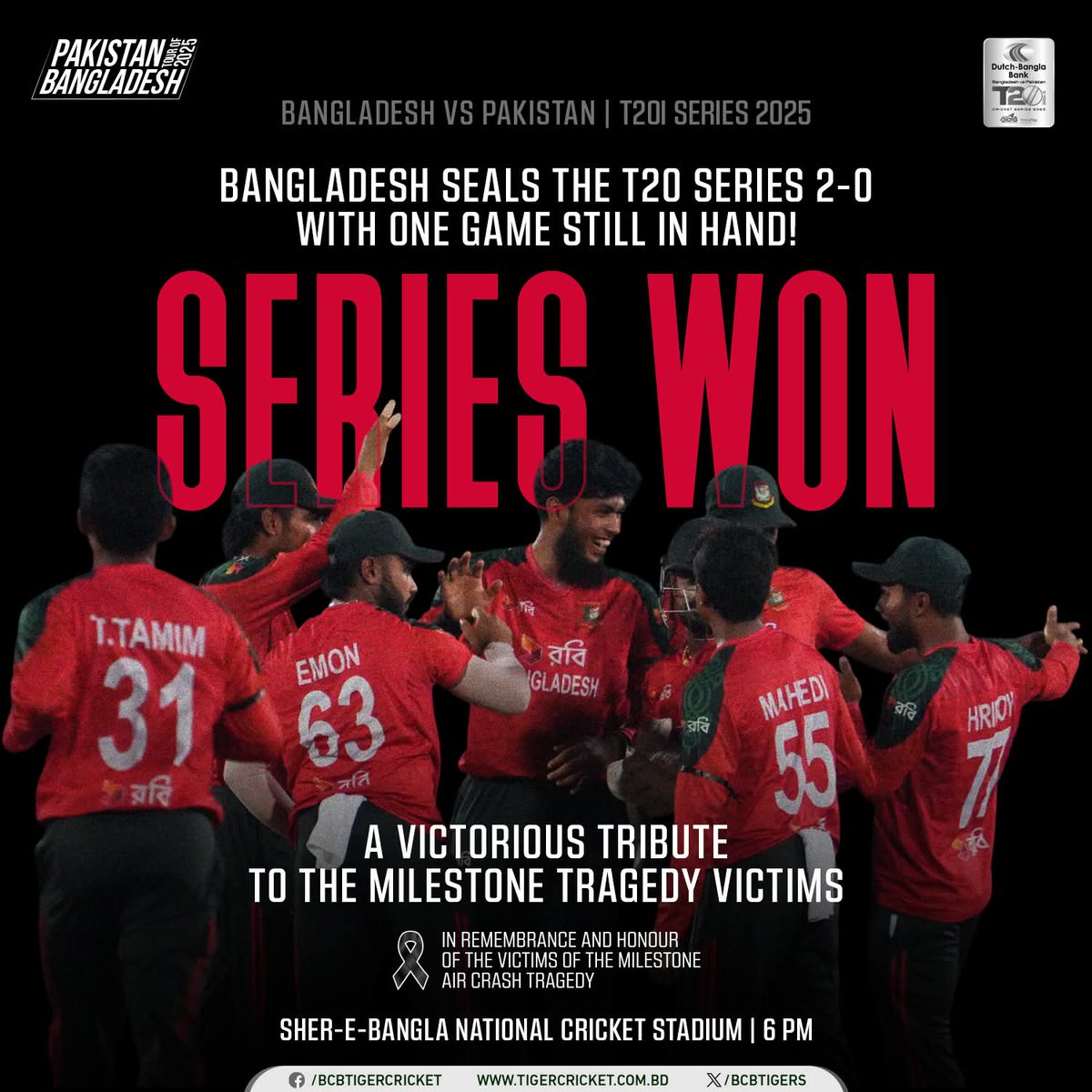 limonsaha1's tweet photo. Back-to-back series wins! Huge congratulations to the Bangladesh cricket team 🇧🇩🔥🥳
#BangladeshCricket #BackToBackWins #TigersOnFire #ProudMoment
#T20I #BANvsPAK https://t.co/gmKmk2eUu9