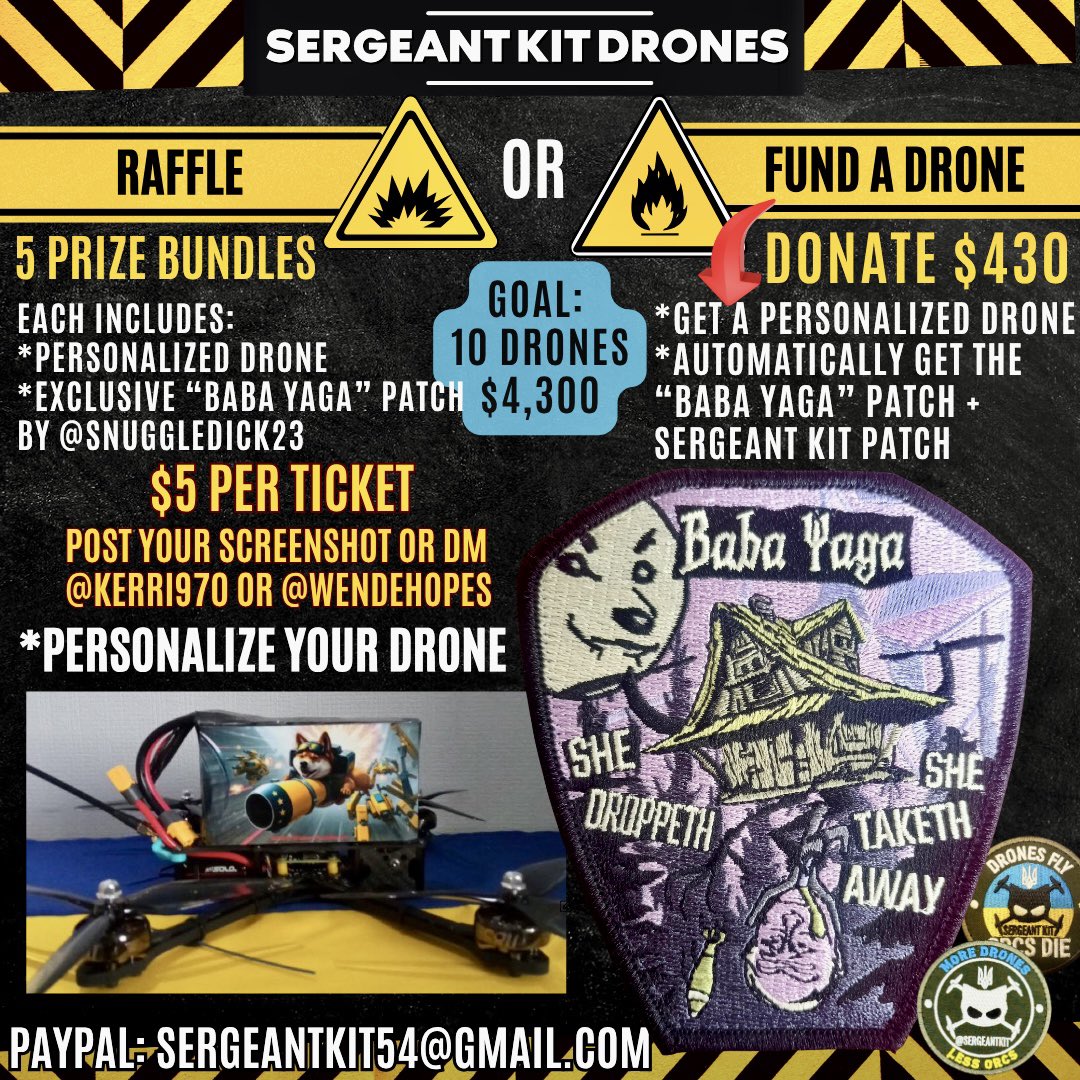 Wende๐๏ธ๐ ๐ดโโ ๏ธ (@wendehopes) on Twitter photo Sergeant Kit <a href="/sergeantkit/">CO "Sergeant Kit" / ะะ "ะกะตัะถะฐะฝั ะัั"</a> Drone Fundraiser Update!
Youโve raised $2,275 out of $4,300 โ thatโs 5 drones fully funded, and weโre just $305 away from drone #6.
These drones arenโt just toolsโtheyโre takedowns. Letโs get #6 in the air. ๐๐๐ ๏ธ
Thank you so much to everyone who has Sergeant Kit <a href="/sergeantkit/">CO "Sergeant Kit" / ะะ "ะกะตัะถะฐะฝั ะัั"</a> Drone Fundraiser Update!
Youโve raised $2,275 out of $4,300 โ thatโs 5 drones fully funded, and weโre just $305 away from drone #6.
These drones arenโt just toolsโtheyโre takedowns. Letโs get #6 in the air. ๐๐๐ ๏ธ
Thank you so much to everyone who has