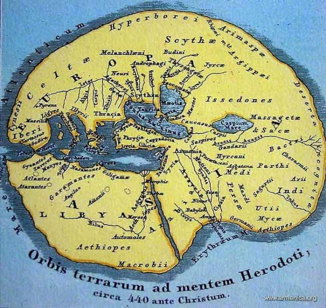 Tigrand's tweet image. Azeris teach children in schools that #Armenians are Indian #gypsies and that they came to these lands later. This is the map of #Herodotus. 2500 years old. Can anybody able to see the #Azerbaijan 👀 ? 😂 But I can see the #Armenia.
#azerbaycan #heredots #Ermenistan