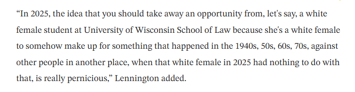 DanLennington's tweet image. DEI: It used to be wrongly called "reverse discrimination," but it's more "make-up discrimination." In an interview about the State Bar settlement, I gave this example, which is how @StateBarofWI was literally treating white male and female students and lawyers. Not any more
