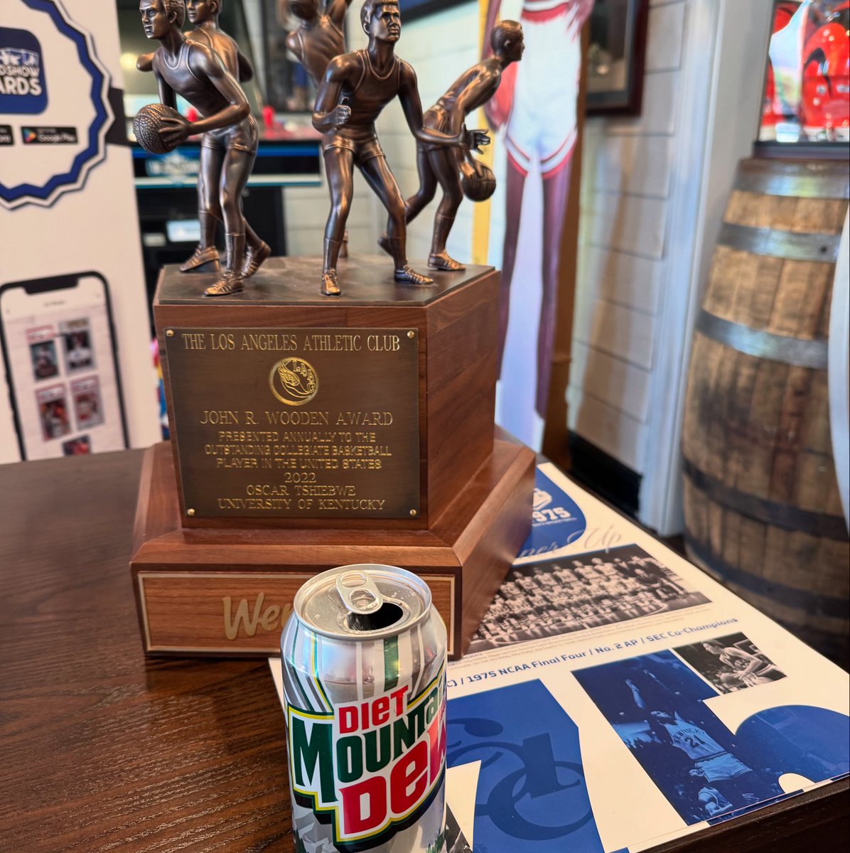 KentuckyCards's tweet image. There are times in your life when you think “How did I get here?” And when i put my Diet Dew down next to the actual Wooden award in our card shop and glanced over..was one of them. Just wild.