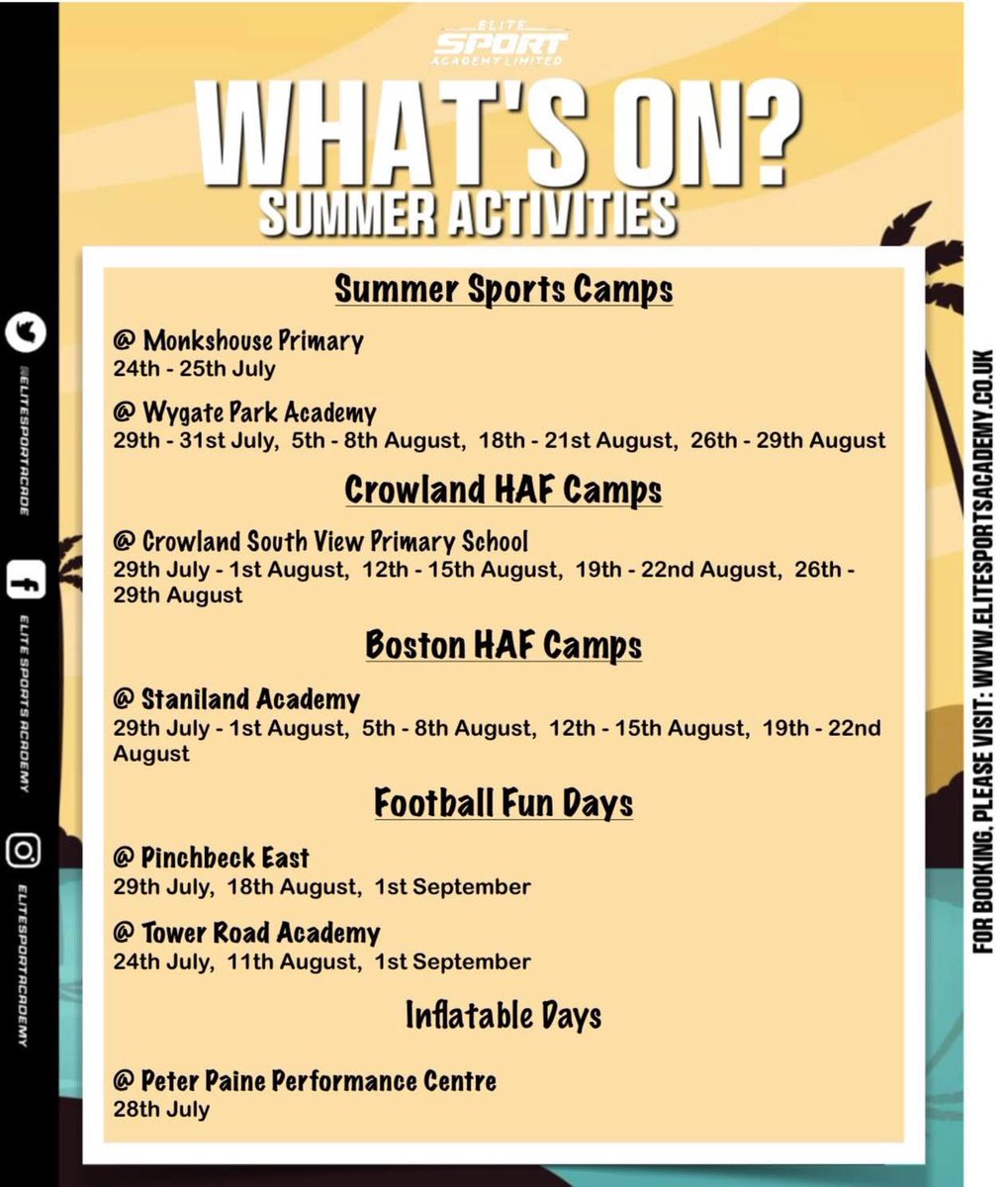 Summer activities with <a href="/ESACoachingLtd/">Elite Sports Academy Ltd</a>  ☀️💚

Email 📧 info@elitesportsacademy.co.uk