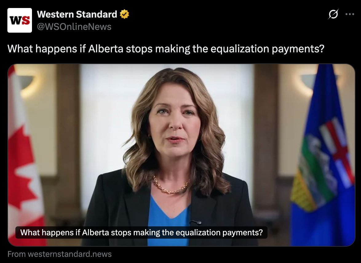 ItsDeanBlundell's tweet image. Western Standard is a UCP donor-funded fake media outlet.
Alberta doesn't make equalization payments. It's a myth they keep feeding MAPLE MAGA and hillbilies to keep them angry, y'all.