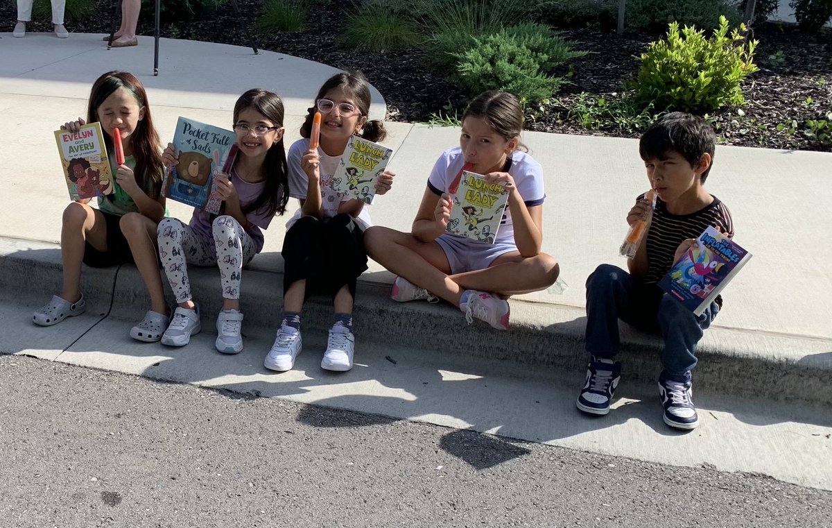 Our Summer Book Bus went to Crestview Elementary today. Students enjoyed a brand new book &amp; a popsicle! Shout out our friends <a href="/NKCEdFoundation/">NKC Schools Education Foundation</a>, The Lewis Learning Impact Fund &amp; The Mid Continent Public Library for  providing books &amp; supporting our students! <a href="/cindybultemeier/">Cindy Bultemeier</a>