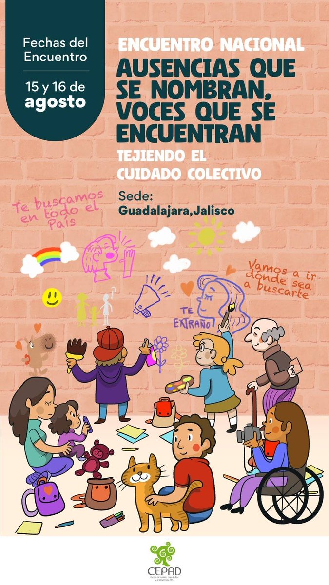cartodeausencia's tweet photo. Compartimos esta convocatoria de CEPAD: “Ausencias que se nombran, voces que se encuentran. Tejiendo el cuidado colectivo”
 📍 Lugar: Guadalajara
 🗓 Fechas: 15 y 16 de agosto
 🔗 Registro: https://t.co/MRWJgSgePO https://t.co/gDJaxqgsBI