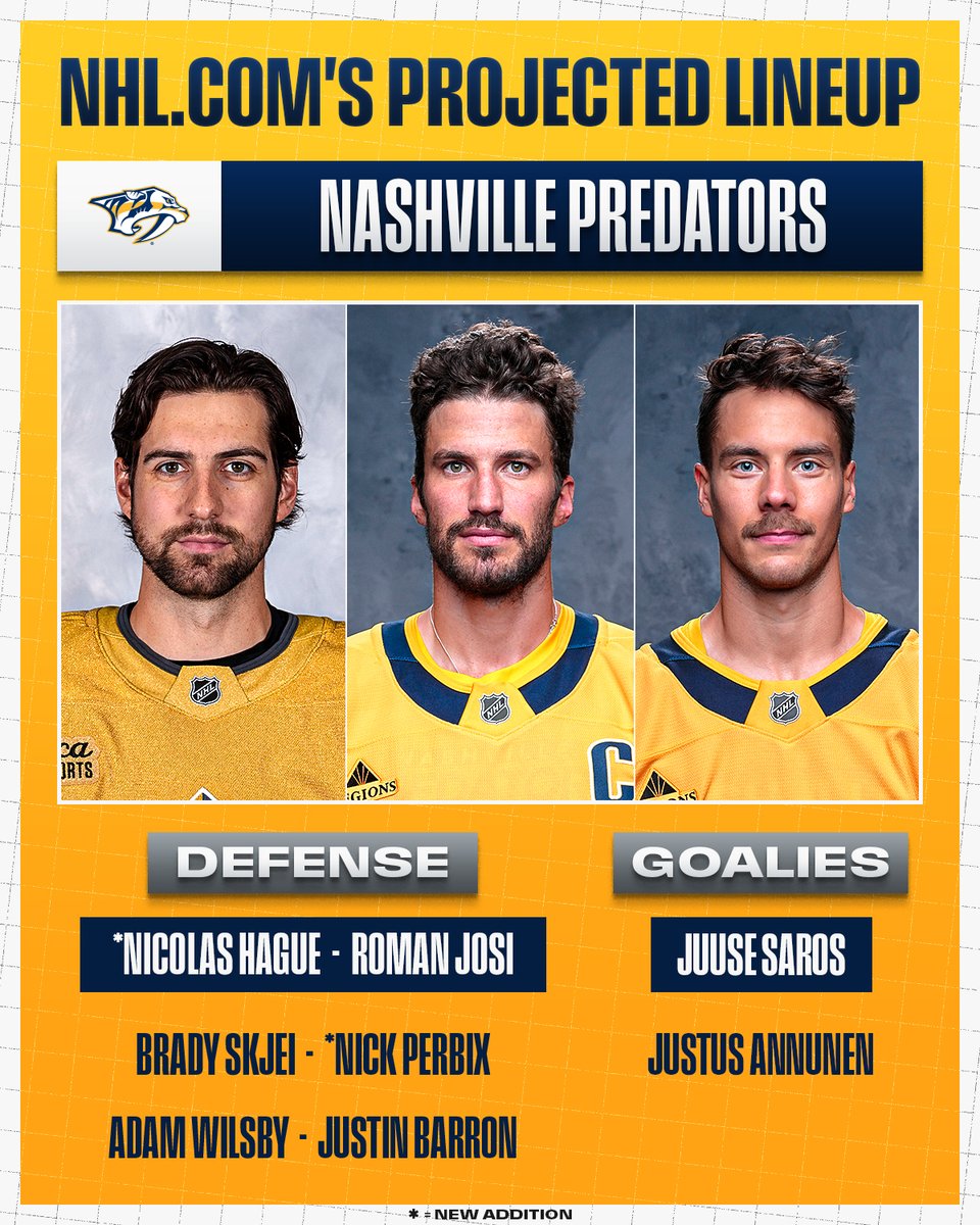 NHL's tweet image. The @PredsNHL are looking to rebound in 2025-26! 💪
Will they be able to with this projected lineup?
Read more from @NHLdotcom ➡️ spr.ly/6019fHgUz