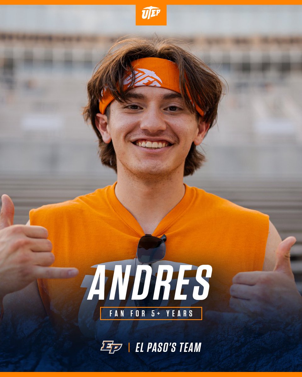UTEPAthletics's tweet image. Not just a fan. Not just a student. A foundation.
Listen to Andres’s story. 🎙️
#ElPasosTeam