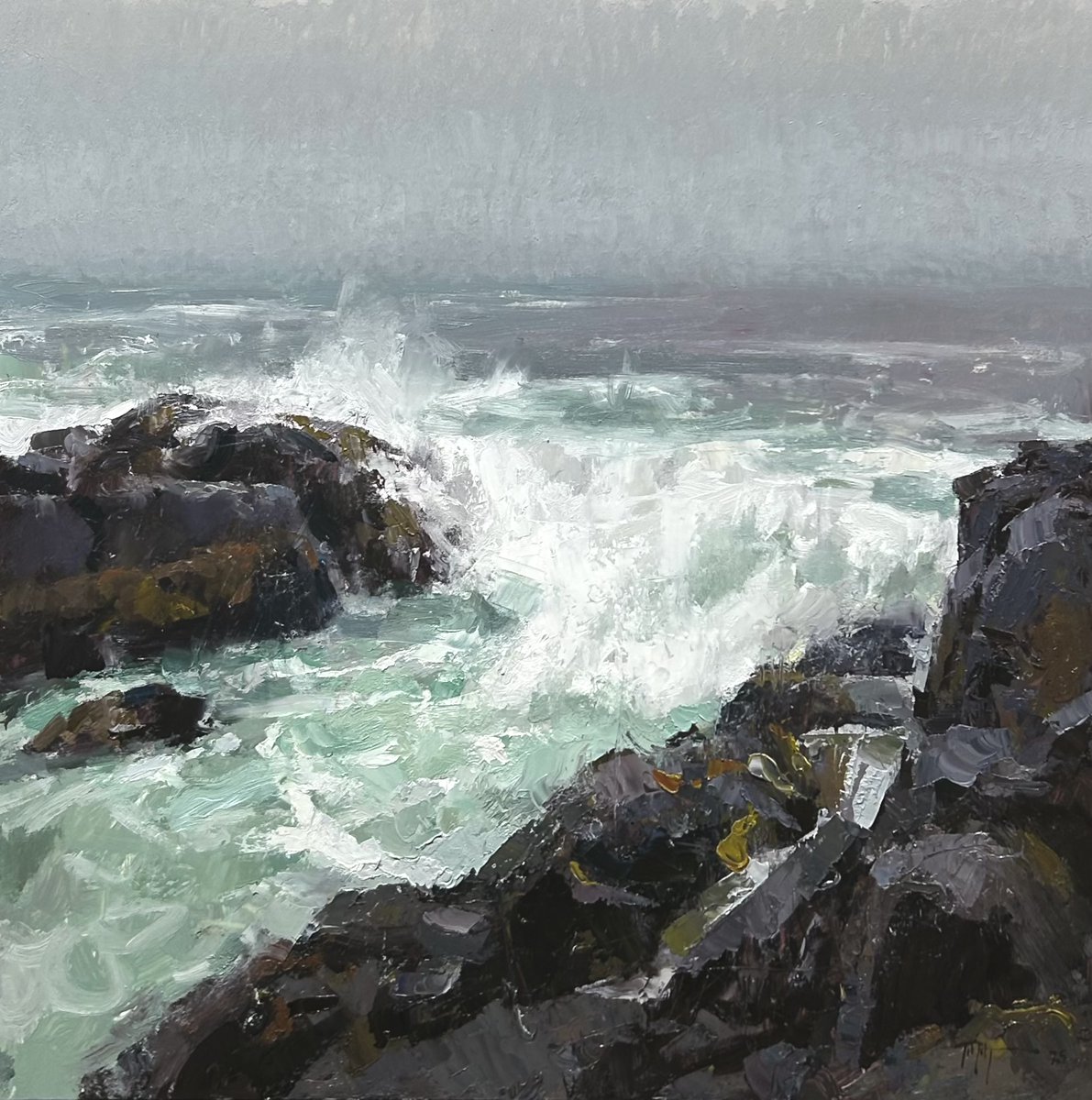 TadRetz's tweet image. "Foggy Monhegan" 20x20in. oil on board. Recent oil painting from my last trip to the island.
