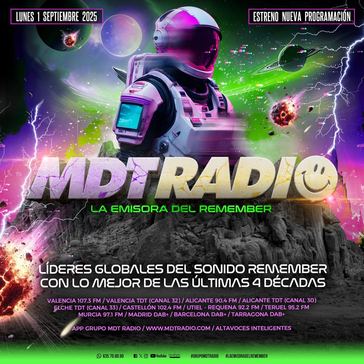🔜 ¡La nueva temporada del #GrupoMDTradio está ON, ¡Y tú estás invitad@! 😍

📡 Arrancamos el 1 de Sep con la mayor oferta radiofónica apostando por lo mejor de la música del pasado de las 4 últimas décadas.

💢 Líderes Globales del sonido Remember 👉 mdtradio.com