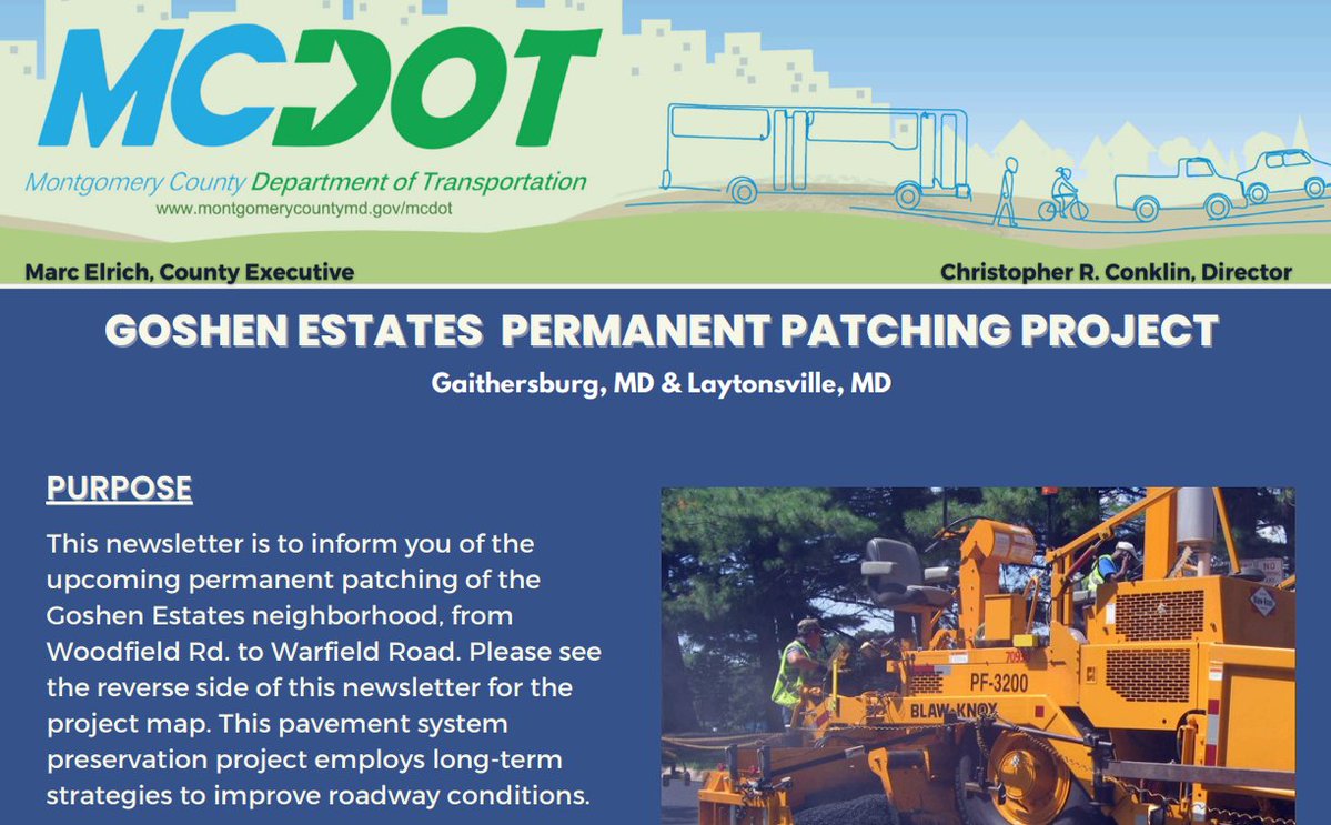 MCDOTNow's tweet image. 👷♂️NEW👷♂️
MCDOT Highway Services contractors will being the Goshen Estates Permanent Patching Project in @GburgMD sometime in August 2025.
🕰️Work hours 7:00am-5:00pm (Mon.-Fri.)
🗓️1 to 2 weeks complete
#MDTraffic #MDRoads @dawn_luedtke #montgomerycountymd #gaithersburgmd