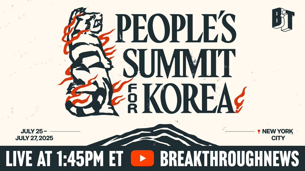 BTnewsroom's tweet image. THIS WEEKEND: The People's Summit for Korea
Korean diaspora leaders join anti-war organizers for a three-day summit to demand an end to U.S. militarism in Korea. Convened by @nodutdol and others.
Join our livestream of the event from anywhere:
youtube.com/live/T56NmbElB…