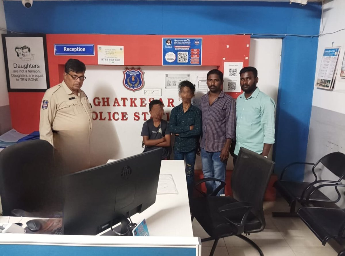 On receiving Dail 100, Peter Mobile-1 attended the Call, On Ghatkesar Peter Mobile  successfully rescued the two missing/roaming children and ensured their safe return by handing them over to their respective parents.