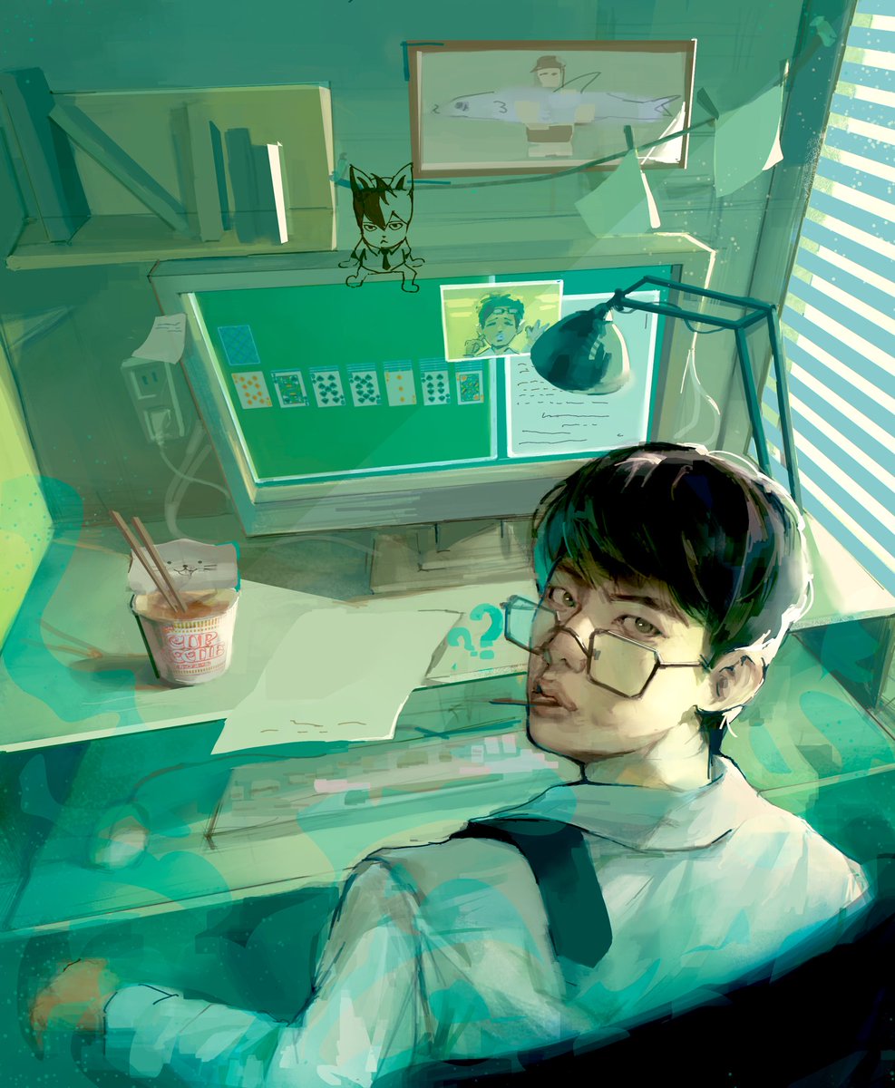 Sbayadi2's tweet image. chief Jin working hardly at the office rn🧑💻!! #btsfanart #JIN