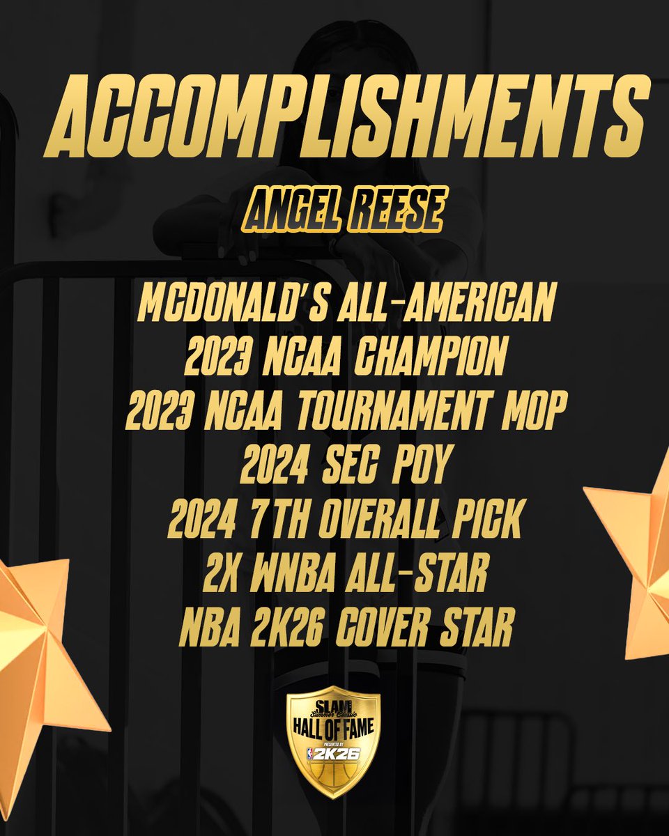 SLAMonline's tweet image. The whole world knows her name now, but we first saw Angel Reese blocking shots, devouring rebounds and finishing tuffff layups at the SLAM Summer Classic, long before the spotlight found her. Can confirm she's always been true to herself.
Angel is officially inducted into the…