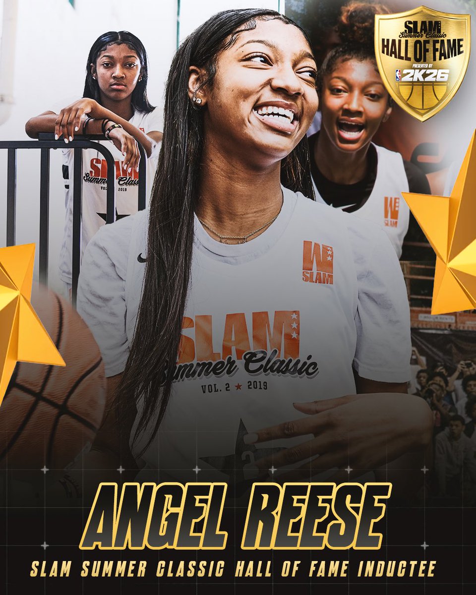 SLAMonline's tweet image. The whole world knows her name now, but we first saw Angel Reese blocking shots, devouring rebounds and finishing tuffff layups at the SLAM Summer Classic, long before the spotlight found her. Can confirm she's always been true to herself.
Angel is officially inducted into the…